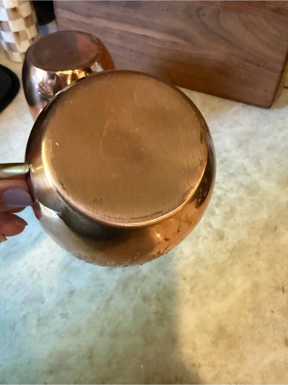 Set of two copper mule mugs